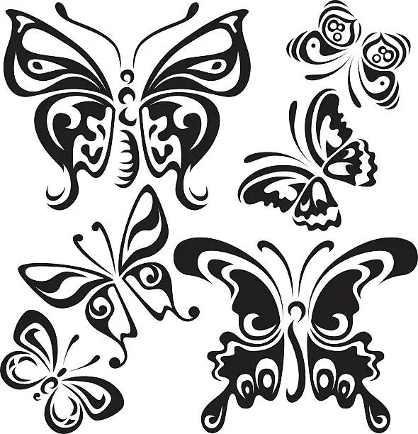 Vector illustration of Tribal Butterflies