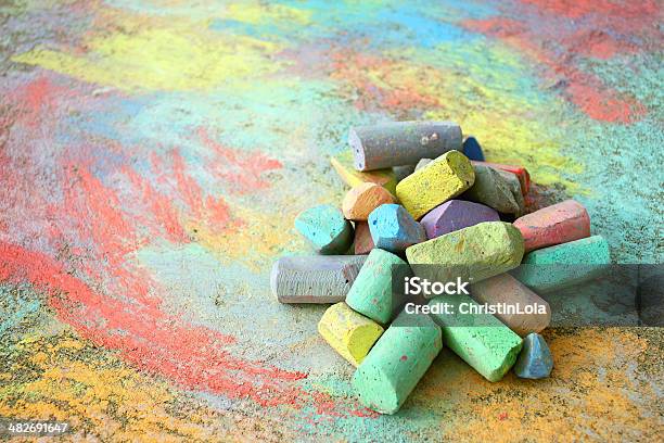 Pile Of Sidewalk Chalk Stock Photo - Download Image Now - Chalk - Art Equipment, Chalk Drawing, Sidewalk