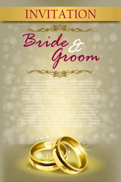 結婚式の招待状 - vertical wedding gold illuminated点のイラスト素材／クリップアート素材／マンガ素材／アイコン素材
