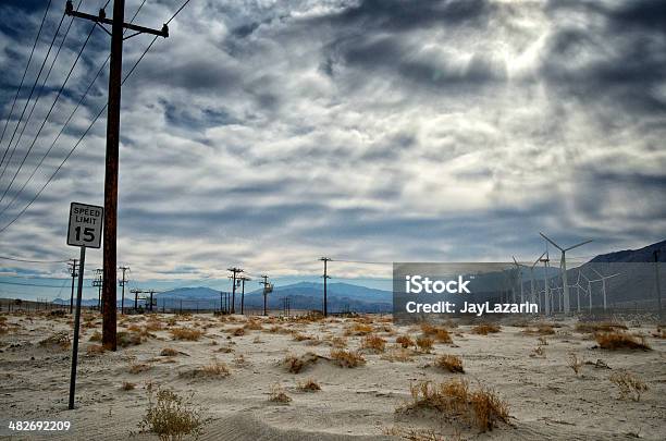 Wind Turbines Electrical Transmission Lines Near Palm Springs California Usa Stock Photo - Download Image Now