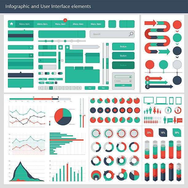infografik-elemente der benutzeroberfläche - lageplan grafiken stock-grafiken, -clipart, -cartoons und -symbole