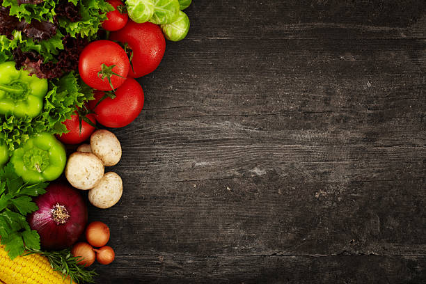 Healthy Organic Vegetables on a Wooden Background