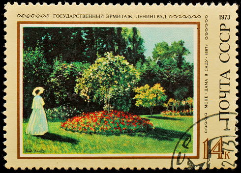 Soviet postage stamp with a reproduction of Claude Monet's \