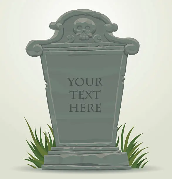 Vector illustration of Tombstone with skull