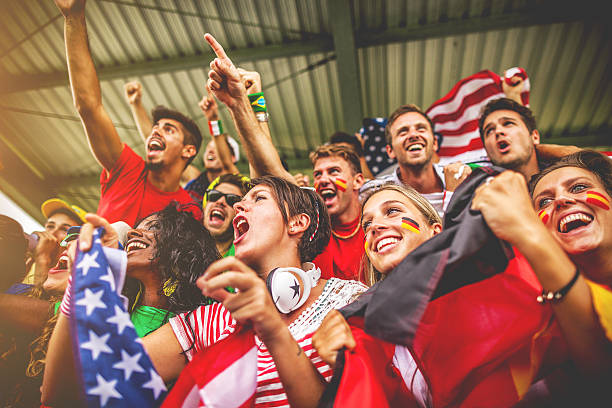 istock Group of different nations supporters together 482693597