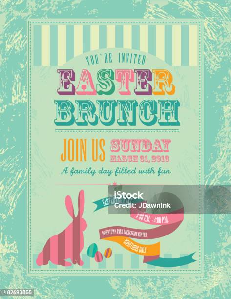Easter Themed Invitation Design Template Stock Illustration - Download Image Now - Easter Egg Hunt, Brunch, Easter