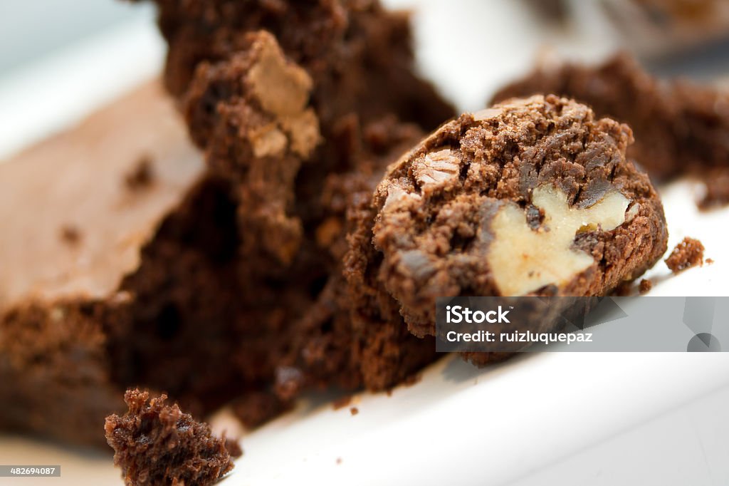 Brownies with nuts Yummy chocolate brownies and nuts Baked Stock Photo
