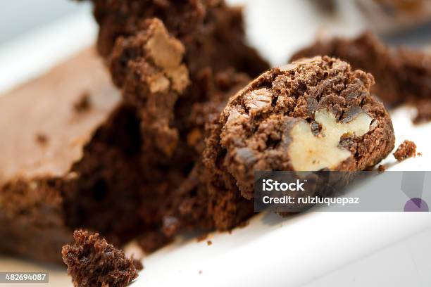 Brownies With Nuts Stock Photo - Download Image Now - Baked, Baked Pastry Item, Brownie