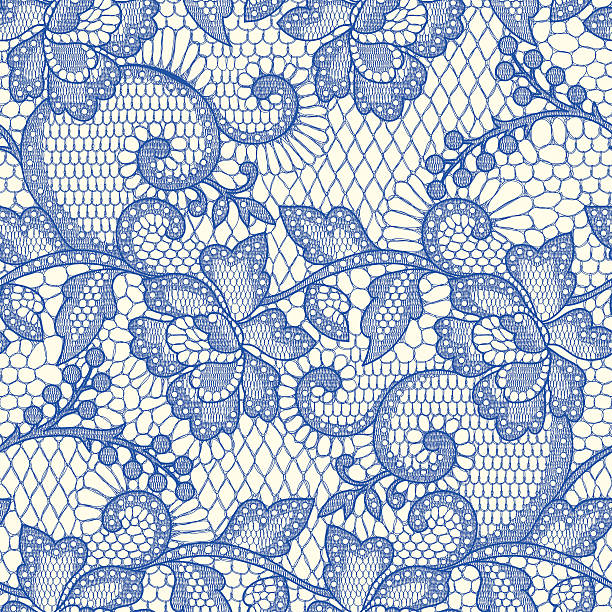 blaue spitze nahtlose muster. - backgrounds effortless wallpaper repetition stock-grafiken, -clipart, -cartoons und -symbole