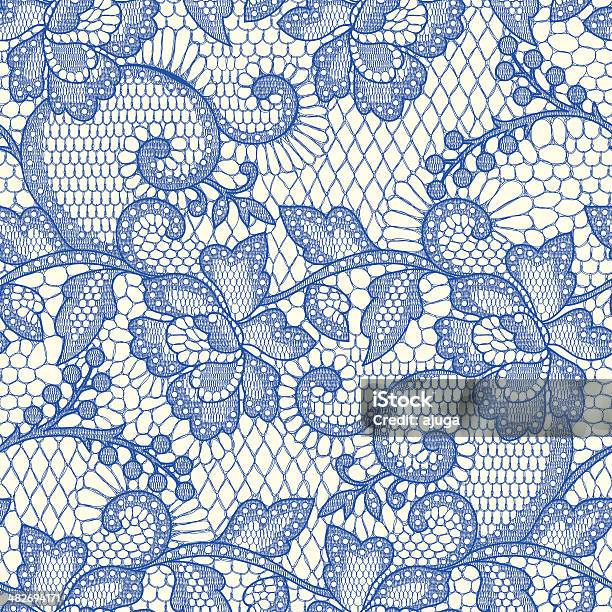 Blue Lace Seamless Pattern Stock Illustration - Download Image Now - Lace - Textile, Blue, White Color