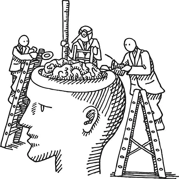 Vector illustration of Brain Examination Concept Drawing