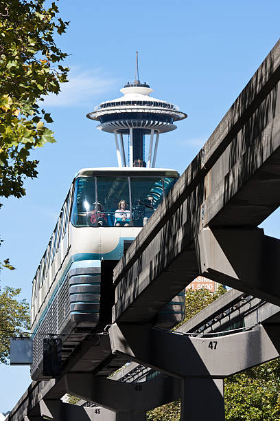 Monorail and Space Needle stock photo