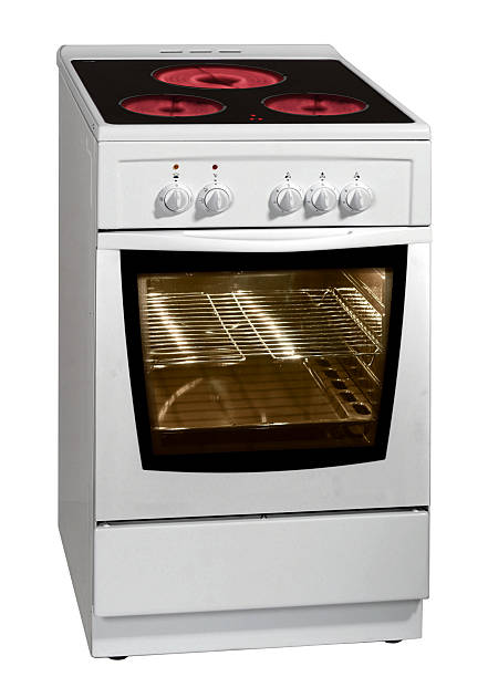 istock White electric stove with oven. 482694811