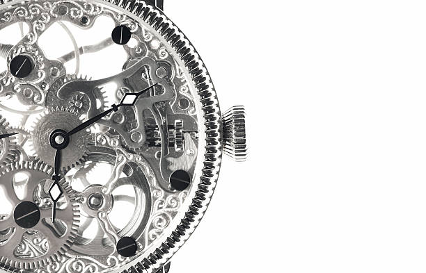 esqueleto watch - clockworks machine part gear clock - fotografias e filmes do acervo