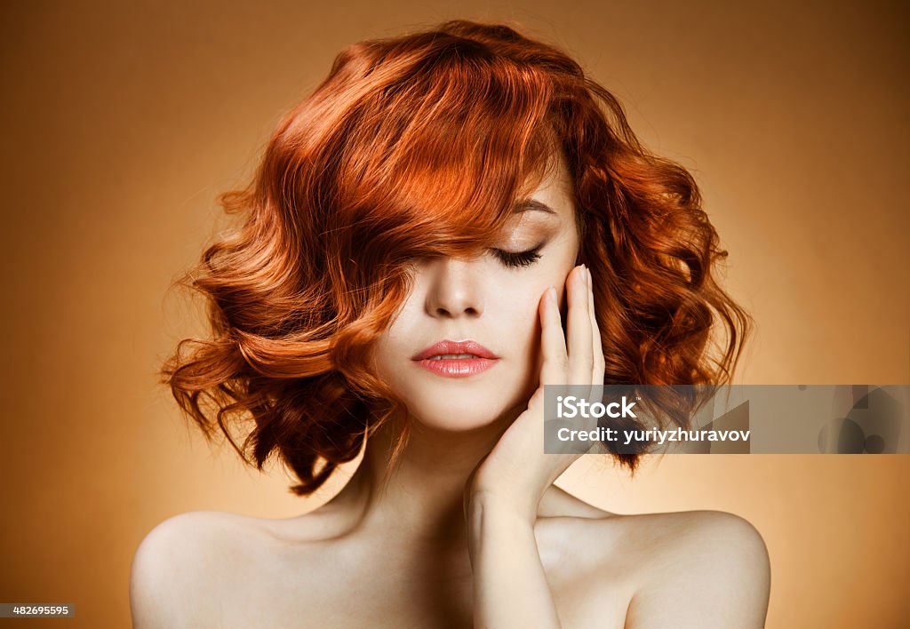 Beauty Portrait. Curly Hair Adult Stock Photo