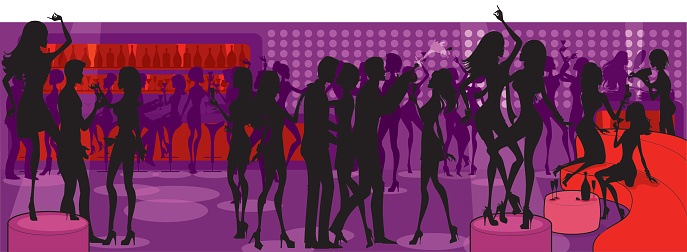 A cool nightclub scene. All characters are on separate layers for easy editing. See below for a detailed version of this file.