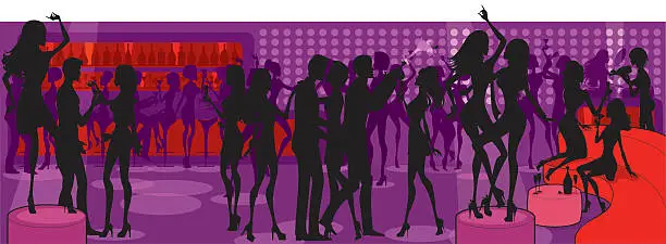 Vector illustration of Nightclub People Silhouette