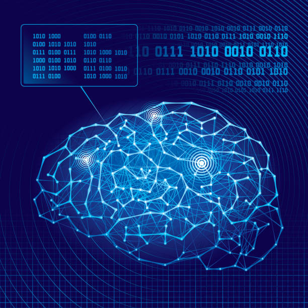 사이버 뇌 - brain x ray image nerve cell intelligence stock illustrations