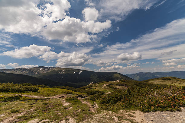 panorama de vista das montanhas e cliffs - greece blue forest national landmark imagens e fotografias de stock