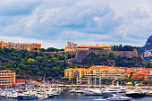Port Hercule, luxury ships and palace on the mountain