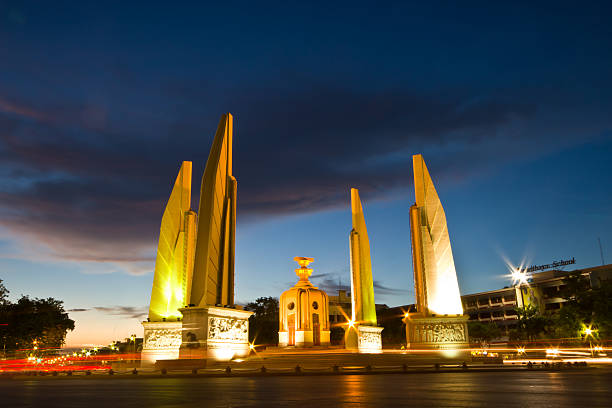 istock traffic lights Twilight time at Democracy Monument, Bangkok Thailand 482701078