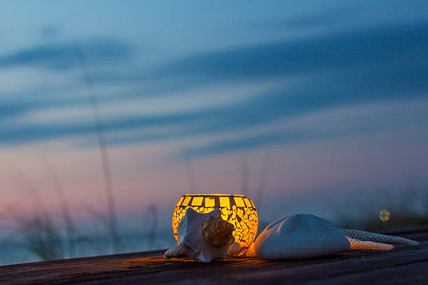 Seashells and Candlelight stock photo