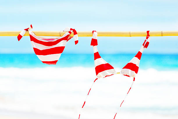 istock Tropical Vacation Bikini Swimwear Drying on Beach 482704192