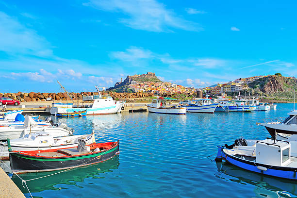 Castelsardo harbor on a clear day Castelsardo harbor on a clear day, Sardinia castelsardo photos stock pictures, royalty-free photos & images