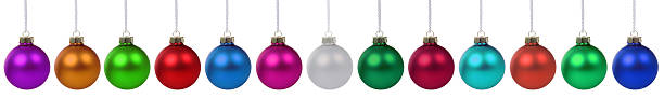 istock Colorful Christmas balls border isolated 482707664