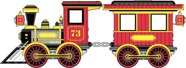 Vector illustration of Train Engine and Carriage
