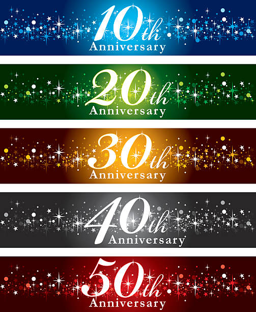 Anniversary Banners A vector illustration to show 10th to 50th years Anniversary banner design 20 24 years stock illustrations