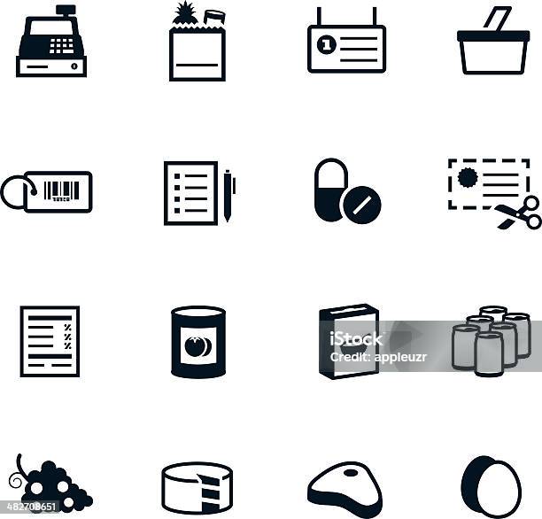 Black Grocery Icons Stock Illustration - Download Image Now - Icon Symbol, Canned Food, Can