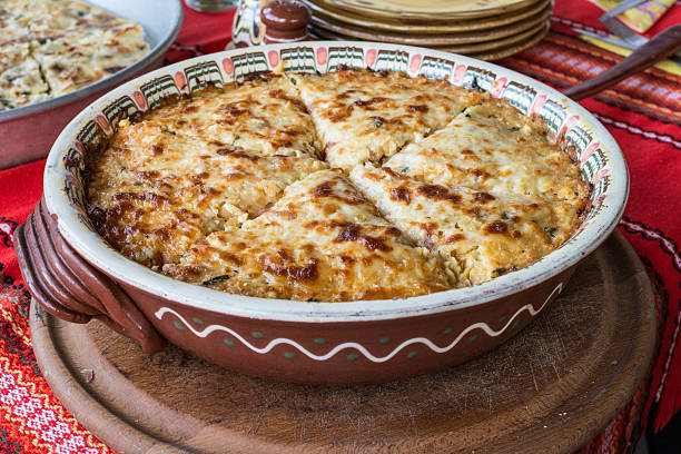 istock Potato pie with vegetables and cheese. Bulgarian national dish 482710046