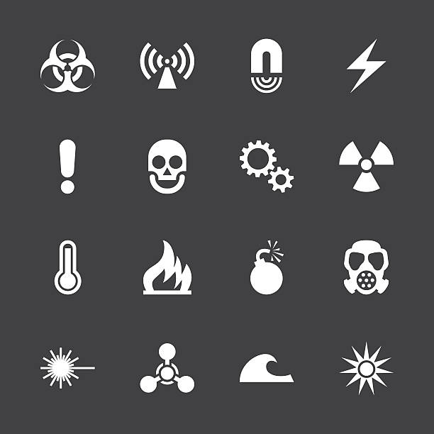 дорожный знак опасности иконы-белая серия/eps10 - danger toxic waste hazardous area sign symbol stock illustrations