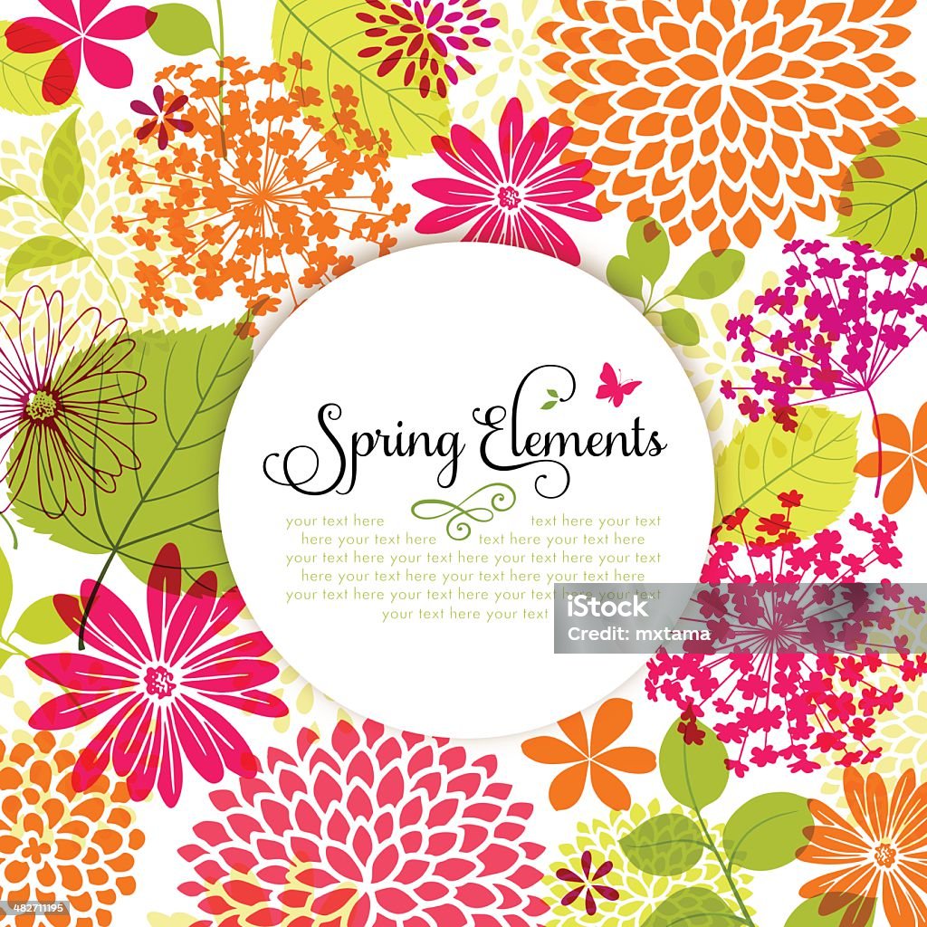 Spring Design with Copyspace Spring design with flowers, leaves and copyspace.  EPS10 file contains transparencies.  Additional AI10 file included with whole shapes. Hi res jpeg included, global colors used. Scroll down to see more of my illustrations. Floral Pattern stock vector