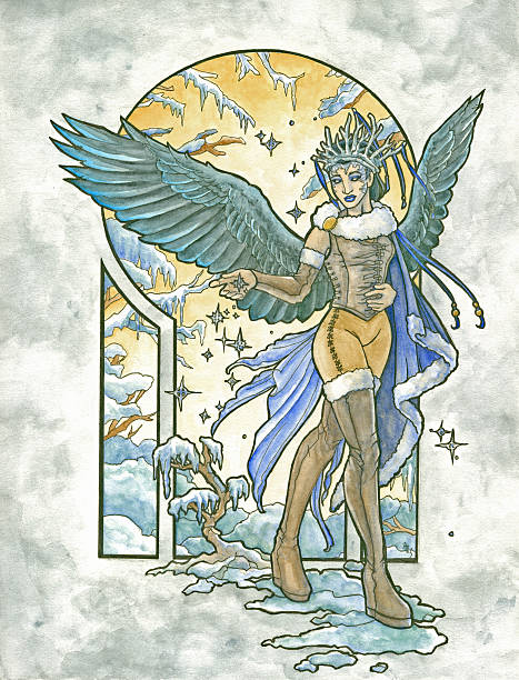 istock Winter Angel with Crown and Cloak in Art Nouveau Style 482711847