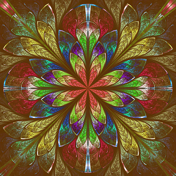 istock Multicolor beautiful fractal in stained glass window style 482712605
