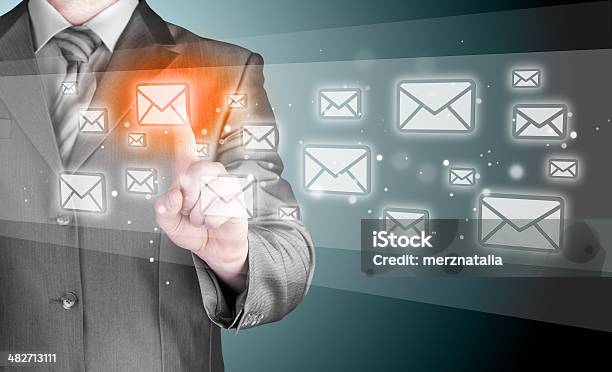 Businessman Email Concept Stock Photo - Download Image Now - Adult, Backgrounds, Blue