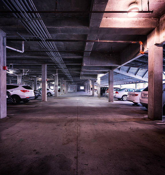 istock Interior parking lot with parked cars 482713375