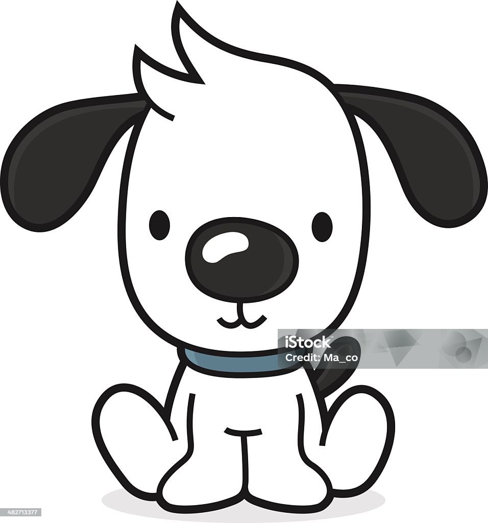 Cartoon Dog Puppy Sitting On The Floor Stock Illustration - Download Image  Now - Dog, Animal, Animal Body Part - iStock