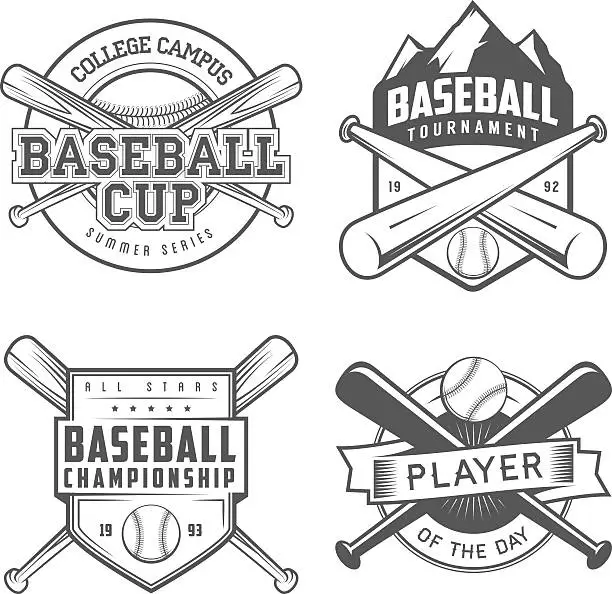 Vector illustration of Set of vintage baseball labels and badges