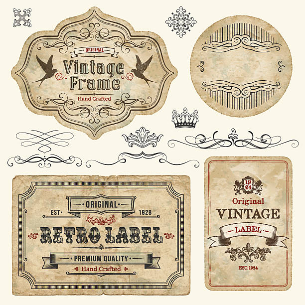 ilustrações, clipart, desenhos animados e ícones de rótulos vintage - paper ribbon