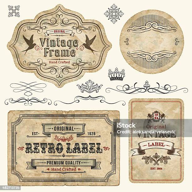 Vintage Labels Stock Illustration - Download Image Now - Retro Style, Old-fashioned, Border - Frame