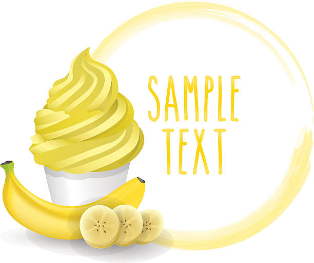 illustrations, cliparts, dessins animés et icônes de douce tasse de crème glacée à la banane sélection vecteur fond blanc - variety