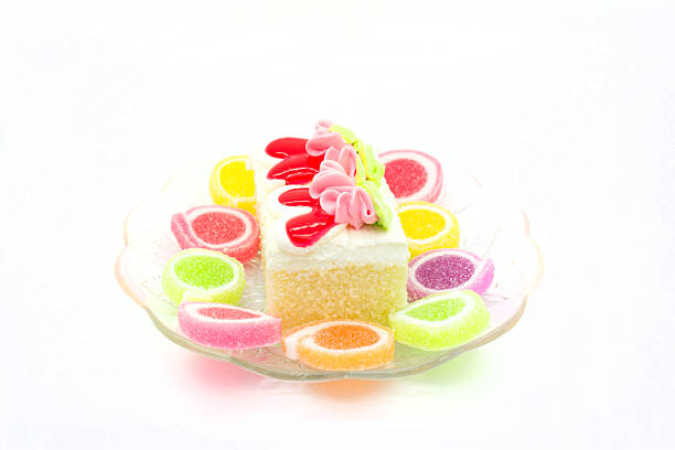 cake and sweet jelly on white backgroundcake and sweet jelly on white background