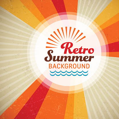 Retro summer background with copy space. EPS10 file contains transparencies.  Hi res jpeg included, global colors used. Scroll down to see more of my illustrations linked below.