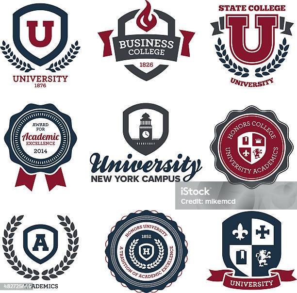 University And College Crests Stock Illustration - Download Image Now - University, Coat Of Arms, Education