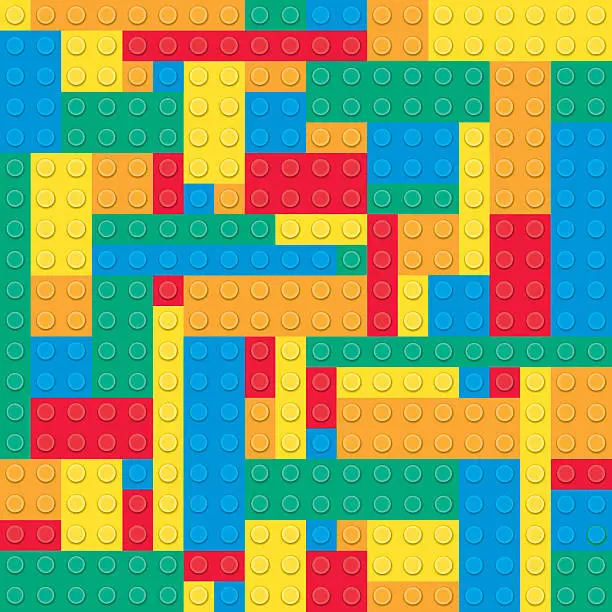 Vector illustration of Building toy bricks. Seamess parttern.