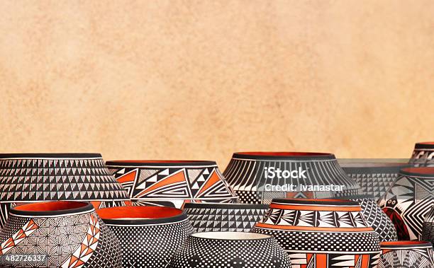 Native American Pueblo Pottery Stock Photo - Download Image Now - Indigenous North American Culture, Pottery, Santa Fe - New Mexico