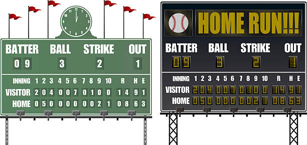 baseball-anzeigetafeln - scoreboard stock-grafiken, -clipart, -cartoons und -symbole